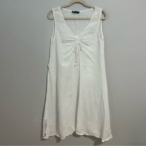 Francesca Bettini White 100% Linen Sleeveless V-Neck Midi Dress Women’s Medium